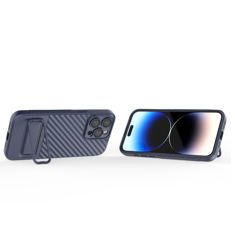 For iPhone 15 Pro Max Wavy Texture TPU Phone Case with Lens Film(Royal Blue) - HoMEdemic™ 