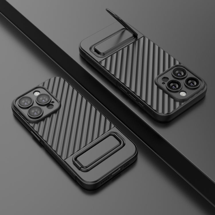 For iPhone 15 Pro Wavy Texture TPU Phone Case with Lens Film(Black) - HoMEdemic™ 