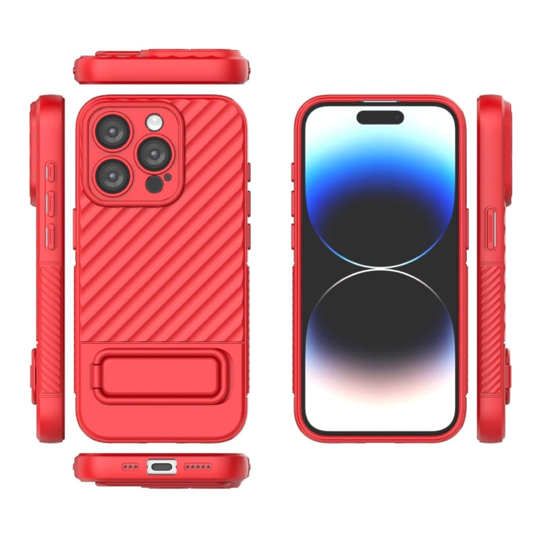 For iPhone 15 Pro Wavy Texture TPU Phone Case with Lens Film(Red) - HoMEdemic™ 