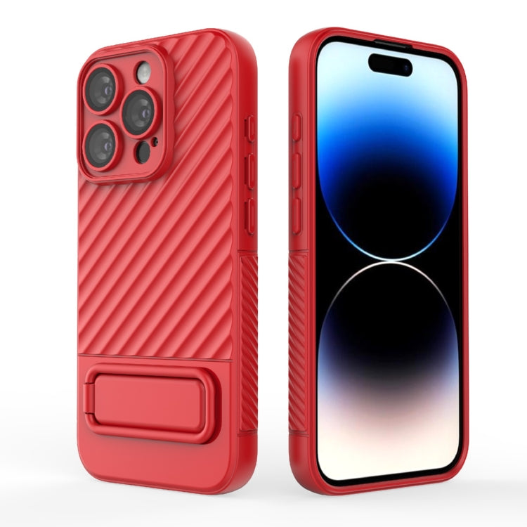 For iPhone 15 Pro Wavy Texture TPU Phone Case with Lens Film(Red) - HoMEdemic™ 
