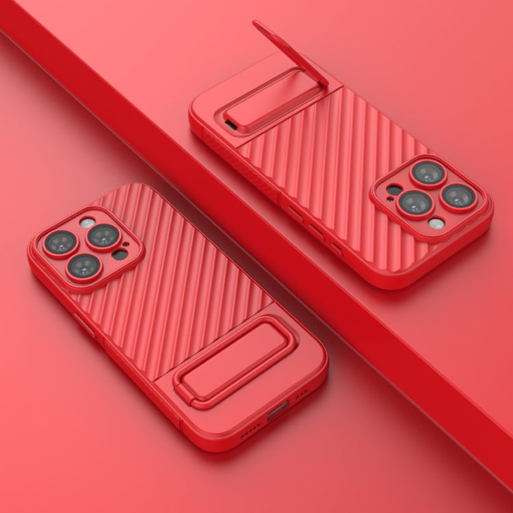 For iPhone 15 Pro Wavy Texture TPU Phone Case with Lens Film(Red) - HoMEdemic™ 