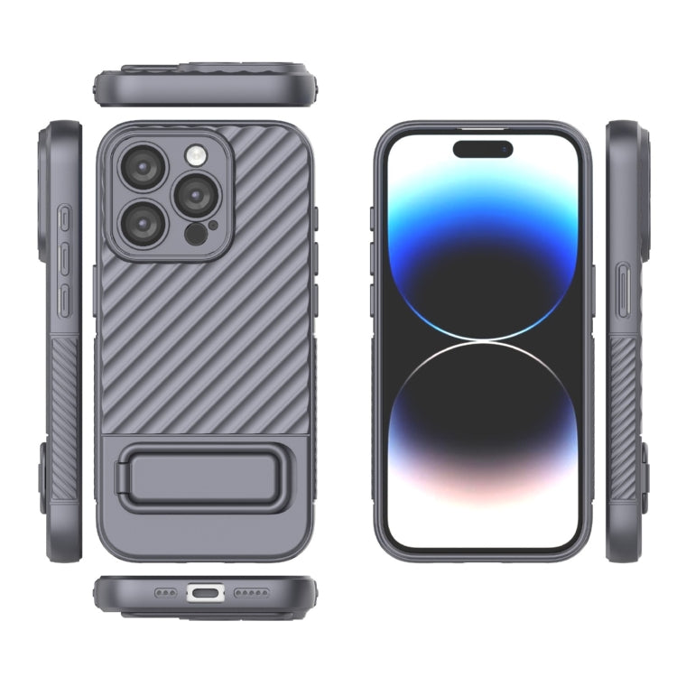 For iPhone 15 Pro Wavy Texture TPU Phone Case with Lens Film(Grey) - HoMEdemic™ 