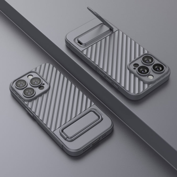 For iPhone 15 Pro Wavy Texture TPU Phone Case with Lens Film(Grey) - HoMEdemic™ 