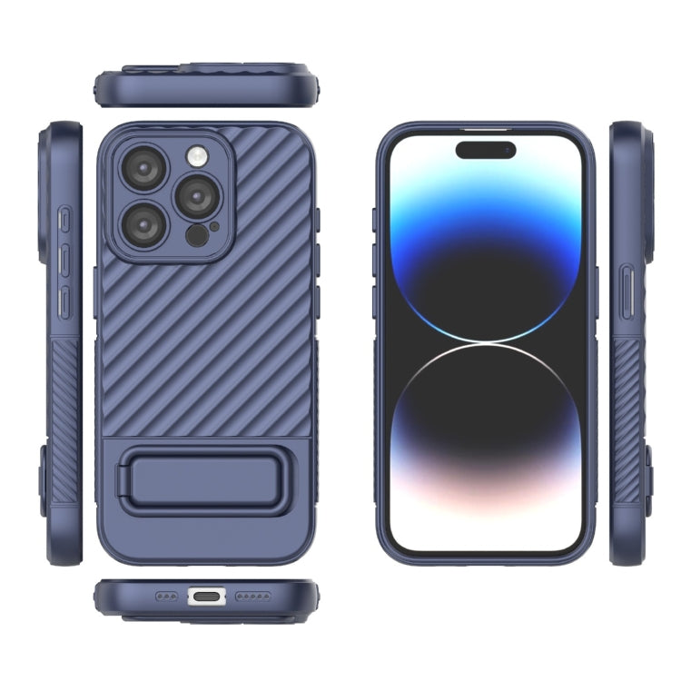 For iPhone 15 Pro Wavy Texture TPU Phone Case with Lens Film(Royal Blue) - HoMEdemic™ 
