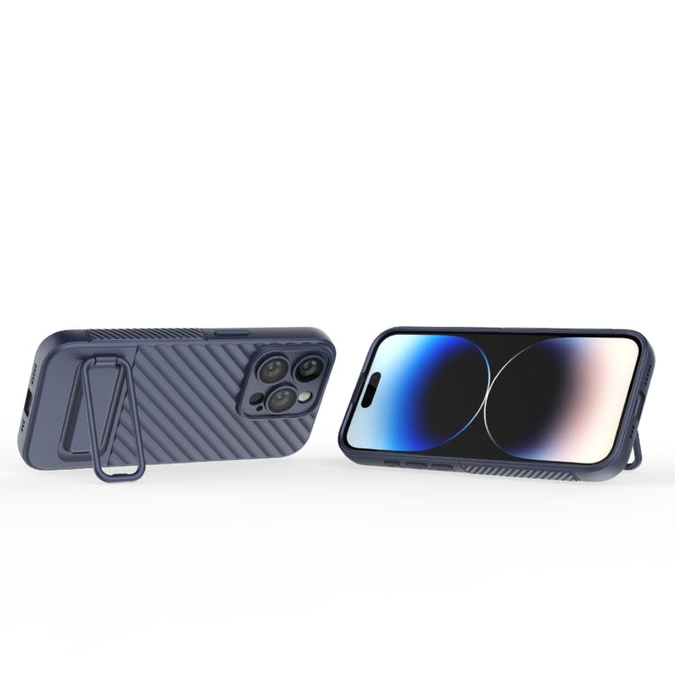 For iPhone 15 Pro Wavy Texture TPU Phone Case with Lens Film(Royal Blue) - HoMEdemic™ 