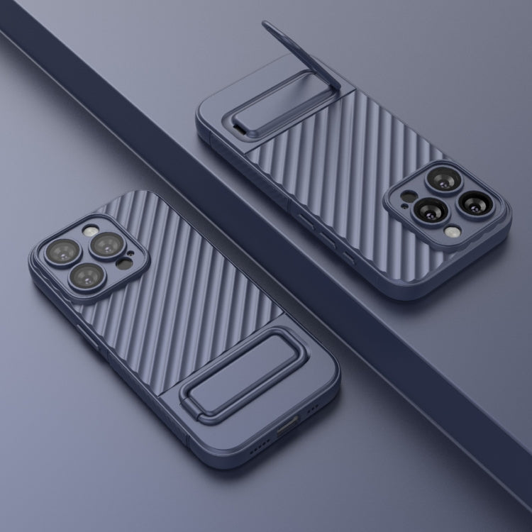 For iPhone 15 Pro Wavy Texture TPU Phone Case with Lens Film(Royal Blue) - HoMEdemic™ 