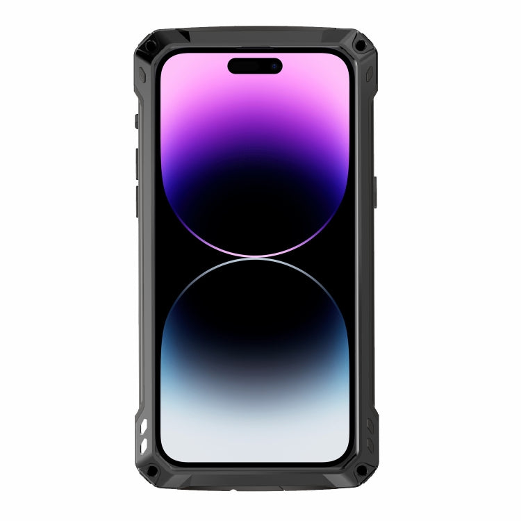 For iPhone 14 Pro RedPepper Silver Shield Series All-inclusive Lens Metal Phone Case(Black) - HoMEdemic™ 