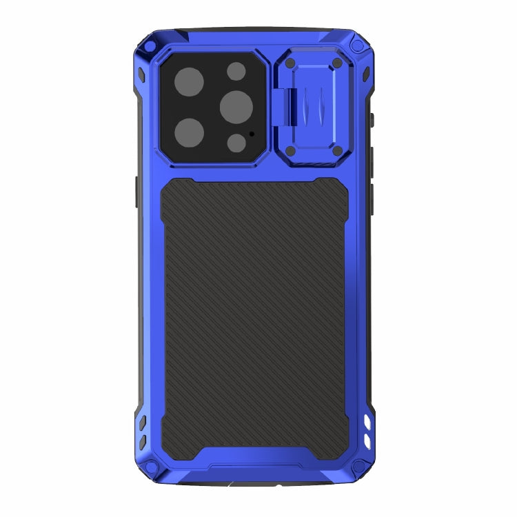 For iPhone 14 Pro RedPepper Silver Shield Series All-inclusive Lens Metal Phone Case(Blue) - HoMEdemic™ 