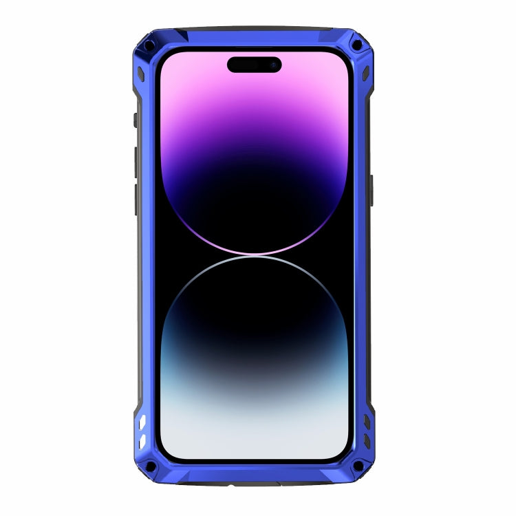 For iPhone 14 Pro RedPepper Silver Shield Series All-inclusive Lens Metal Phone Case(Blue) - HoMEdemic™ 