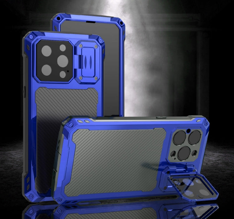 For iPhone 14 Pro RedPepper Silver Shield Series All-inclusive Lens Metal Phone Case(Blue) - HoMEdemic™ 