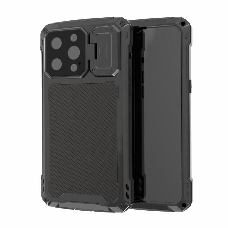 For iPhone 14 Pro Max RedPepper Silver Shield Series All-inclusive Lens Metal Phone Case(Black) - HoMEdemic™ 