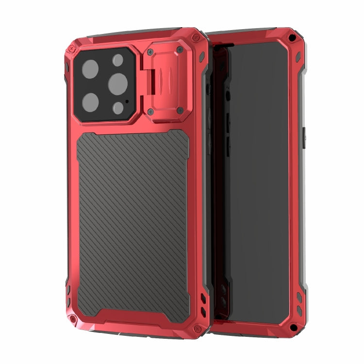 For iPhone 14 Pro Max RedPepper Silver Shield Series All-inclusive Lens Metal Phone Case(Red) - HoMEdemic™ 