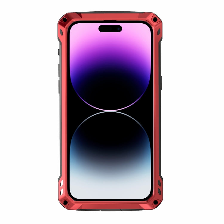 For iPhone 14 Pro Max RedPepper Silver Shield Series All-inclusive Lens Metal Phone Case(Red) - HoMEdemic™ 