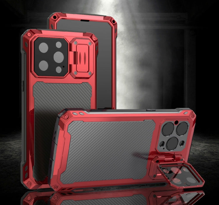 For iPhone 14 Pro Max RedPepper Silver Shield Series All-inclusive Lens Metal Phone Case(Red) - HoMEdemic™ 
