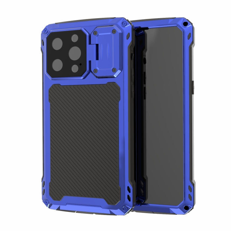 For iPhone 14 Pro Max RedPepper Silver Shield Series All-inclusive Lens Metal Phone Case(Blue) - HoMEdemic™ 