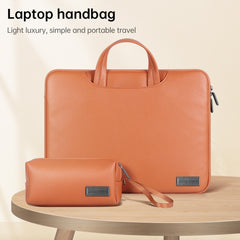 Waterproof PU Laptop Bag Inner Bag with Power Pack, Size:15 inch(Brown) - HoMEdemic™ 