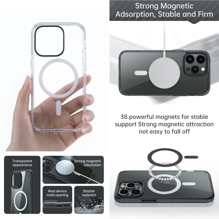 For iPhone 14 Pro Rock Crystal Armor Shockproof Magsafe Phone Case(Transparent Black) - HoMEdemic™ 