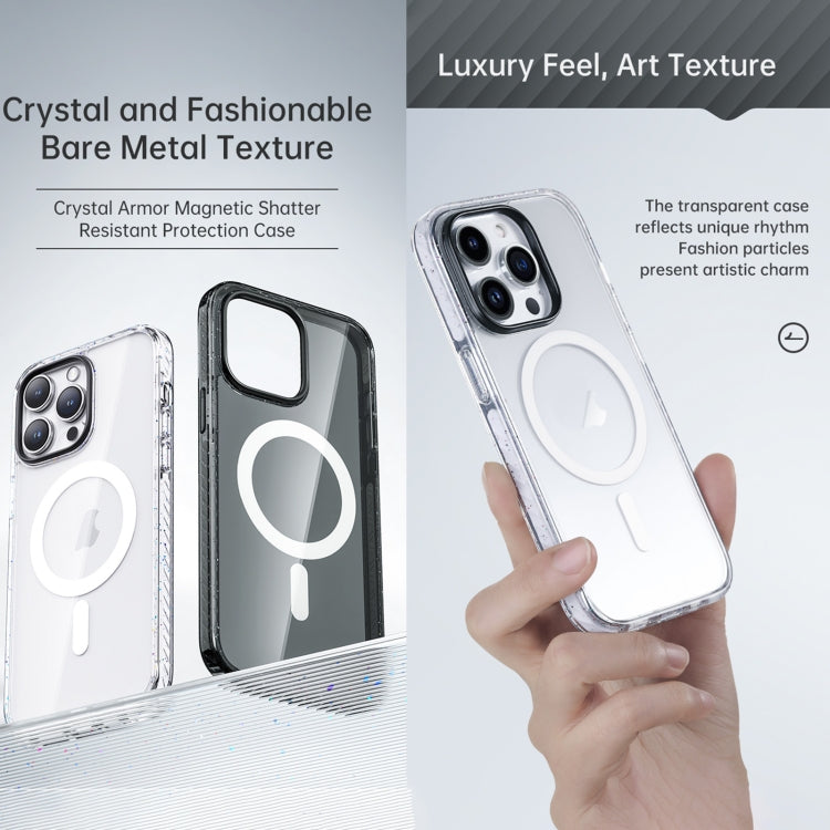 For iPhone 14 Pro Max Rock Crystal Armor Shockproof Magsafe Phone Case(Transparent Black) - HoMEdemic™ 