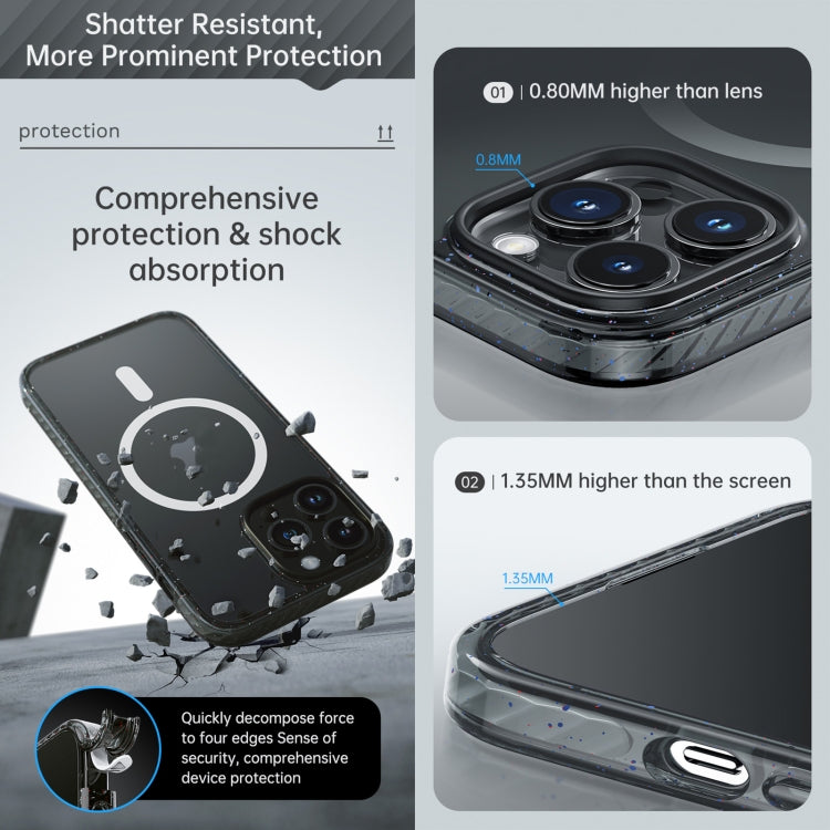 For iPhone 14 Pro Max Rock Crystal Armor Shockproof Magsafe Phone Case(Transparent Black) - HoMEdemic™ 