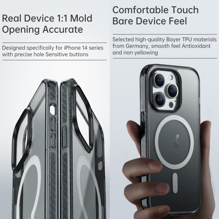 For iPhone 14 Pro Max Rock Crystal Armor Shockproof Magsafe Phone Case(Transparent Black) - HoMEdemic™ 