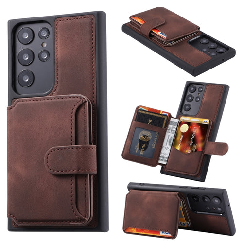 For Samsung Galaxy S24 Ultra 5G Skin Feel Dream RFID Anti-theft PU Card Bag Phone Case(Coffee) - HoMEdemic™ 