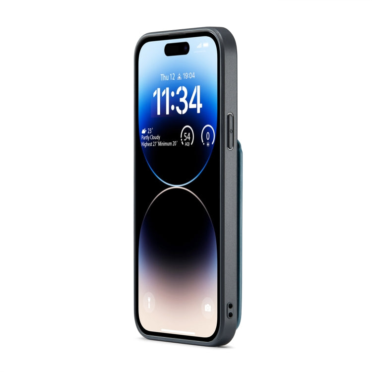 For iPhone 14 Pro Fierre Shann Crazy Horse Card Holder Back Cover PU Phone Case(Blue) - HoMEdemic™ 
