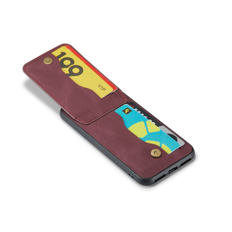 For iPhone XS Max Fierre Shann Crazy Horse Card Holder Back Cover PU Phone Case(Wine Red) - HoMEdemic™ 