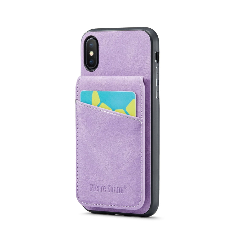 For iPhone XS Max Fierre Shann Crazy Horse Card Holder Back Cover PU Phone Case(Purple) - HoMEdemic™ 