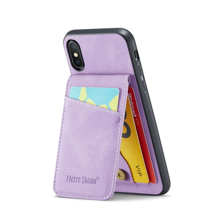 For iPhone XS Max Fierre Shann Crazy Horse Card Holder Back Cover PU Phone Case(Purple) - HoMEdemic™ 