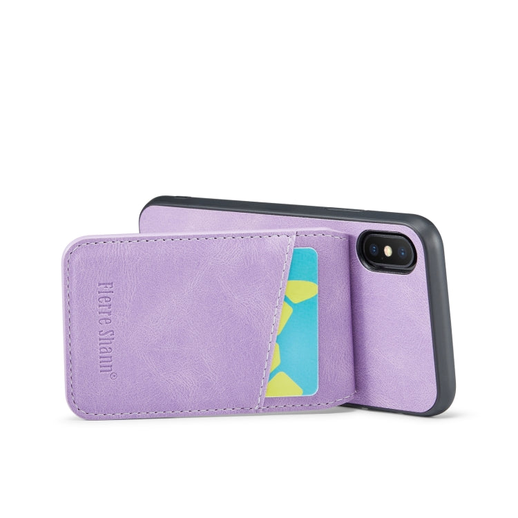 For iPhone XS Max Fierre Shann Crazy Horse Card Holder Back Cover PU Phone Case(Purple) - HoMEdemic™ 