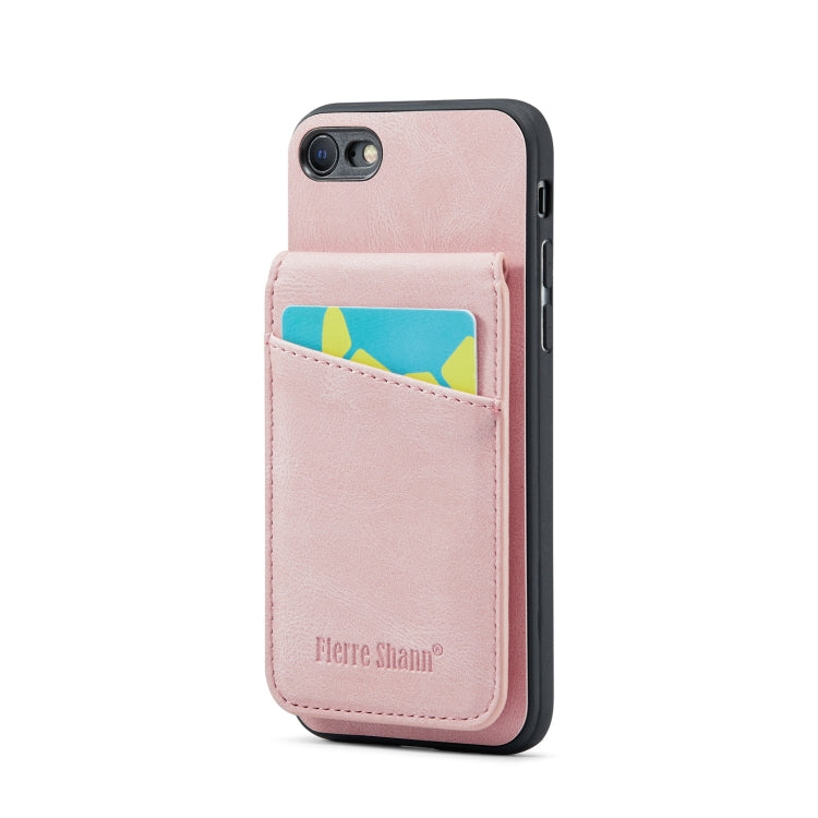 For iPhone SE 2022 / 2020 / 7 / 8 Fierre Shann Crazy Horse Card Holder Back Cover PU Phone Case(Pink) - HoMEdemic™ 
