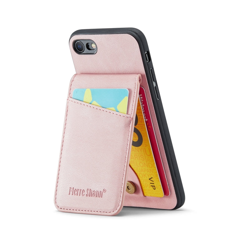 For iPhone SE 2022 / 2020 / 7 / 8 Fierre Shann Crazy Horse Card Holder Back Cover PU Phone Case(Pink) - HoMEdemic™ 