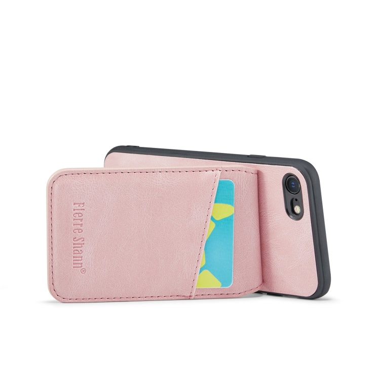For iPhone SE 2022 / 2020 / 7 / 8 Fierre Shann Crazy Horse Card Holder Back Cover PU Phone Case(Pink) - HoMEdemic™ 