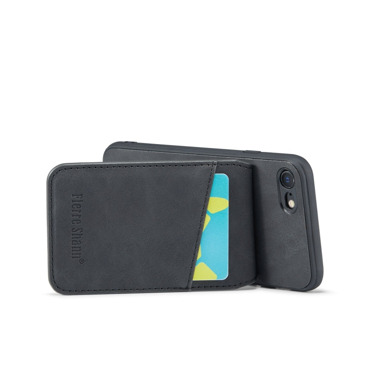 For iPhone SE 2022 / 2020 / 7 / 8 Fierre Shann Crazy Horse Card Holder Back Cover PU Phone Case(Black) - HoMEdemic™ 
