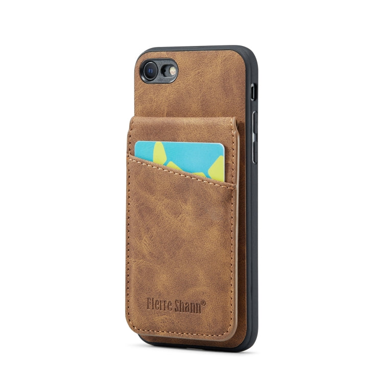 For iPhone SE 2022 / 2020 / 7 / 8 Fierre Shann Crazy Horse Card Holder Back Cover PU Phone Case(Brown) - HoMEdemic™ 