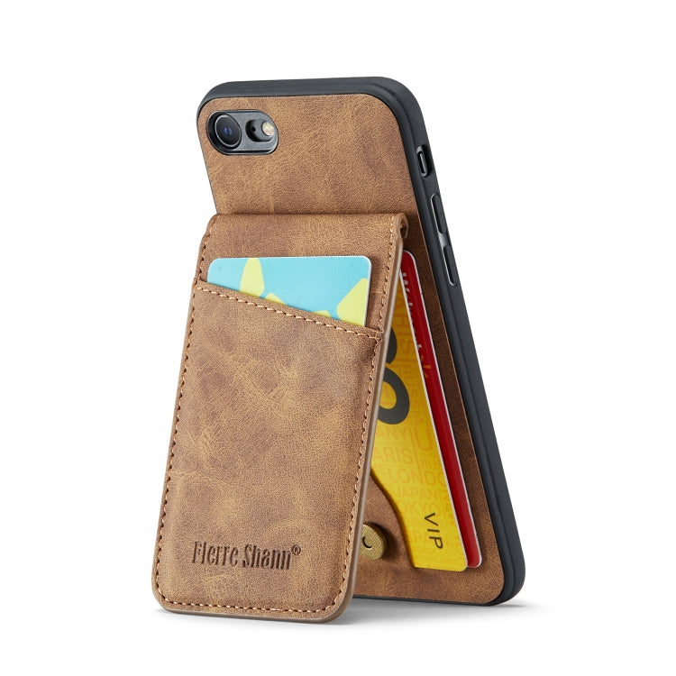 For iPhone SE 2022 / 2020 / 7 / 8 Fierre Shann Crazy Horse Card Holder Back Cover PU Phone Case(Brown) - HoMEdemic™ 