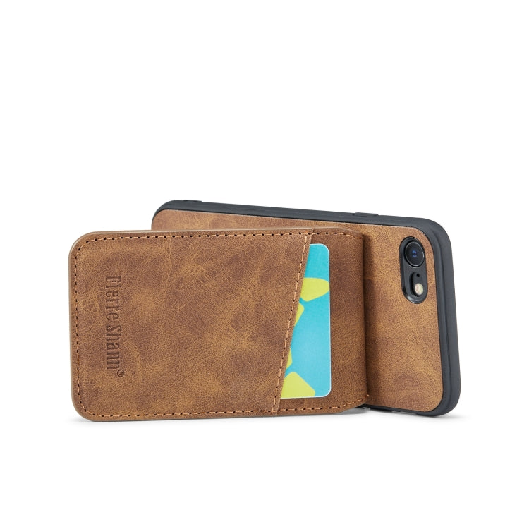 For iPhone SE 2022 / 2020 / 7 / 8 Fierre Shann Crazy Horse Card Holder Back Cover PU Phone Case(Brown) - HoMEdemic™ 