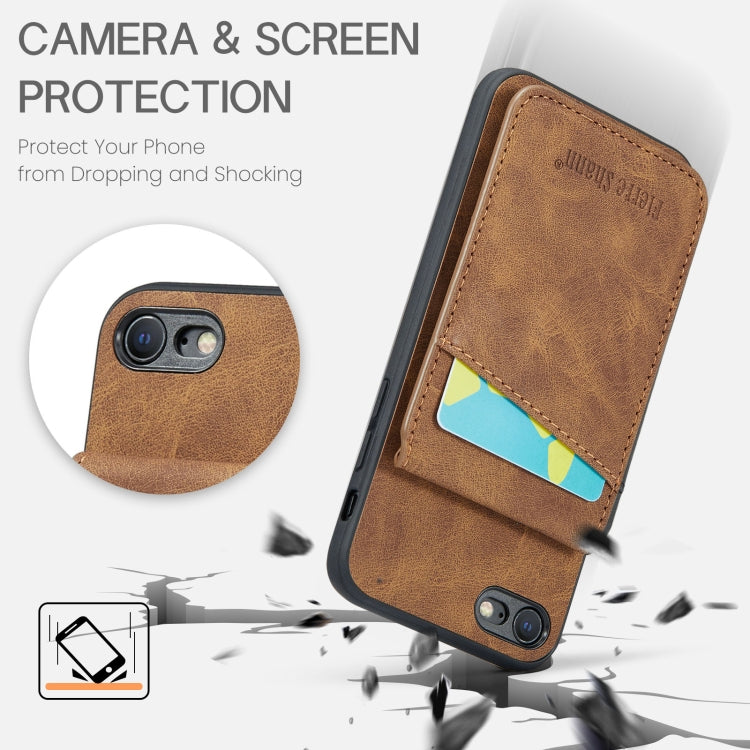 For iPhone SE 2022 / 2020 / 7 / 8 Fierre Shann Crazy Horse Card Holder Back Cover PU Phone Case(Brown) - HoMEdemic™ 