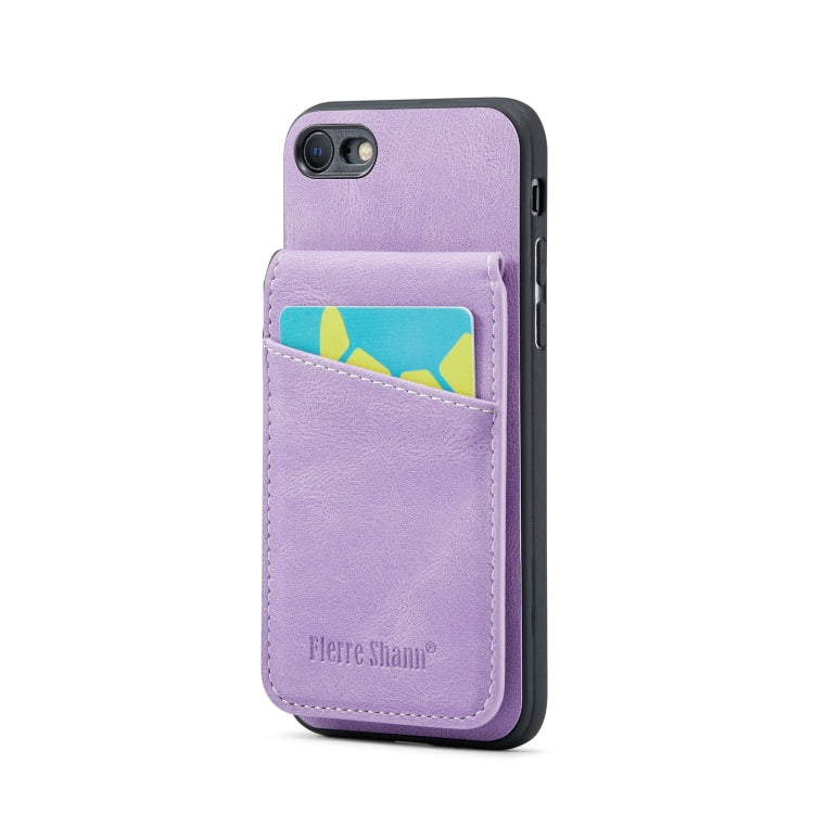 For iPhone SE 2022 / 2020 / 7 / 8 Fierre Shann Crazy Horse Card Holder Back Cover PU Phone Case(Purple) - HoMEdemic™ 