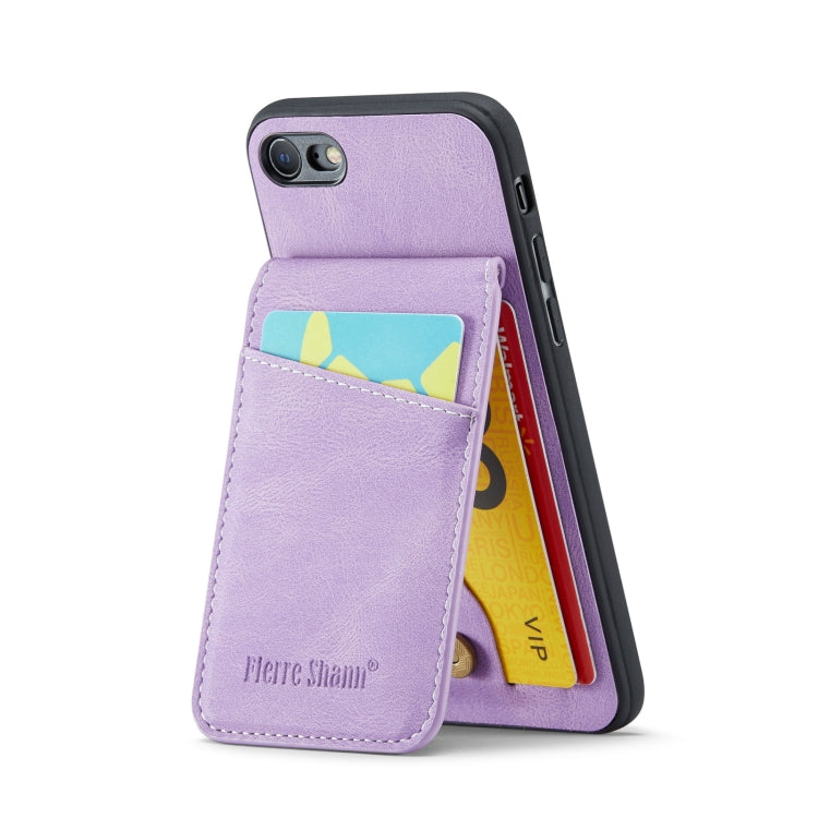 For iPhone SE 2022 / 2020 / 7 / 8 Fierre Shann Crazy Horse Card Holder Back Cover PU Phone Case(Purple) - HoMEdemic™ 