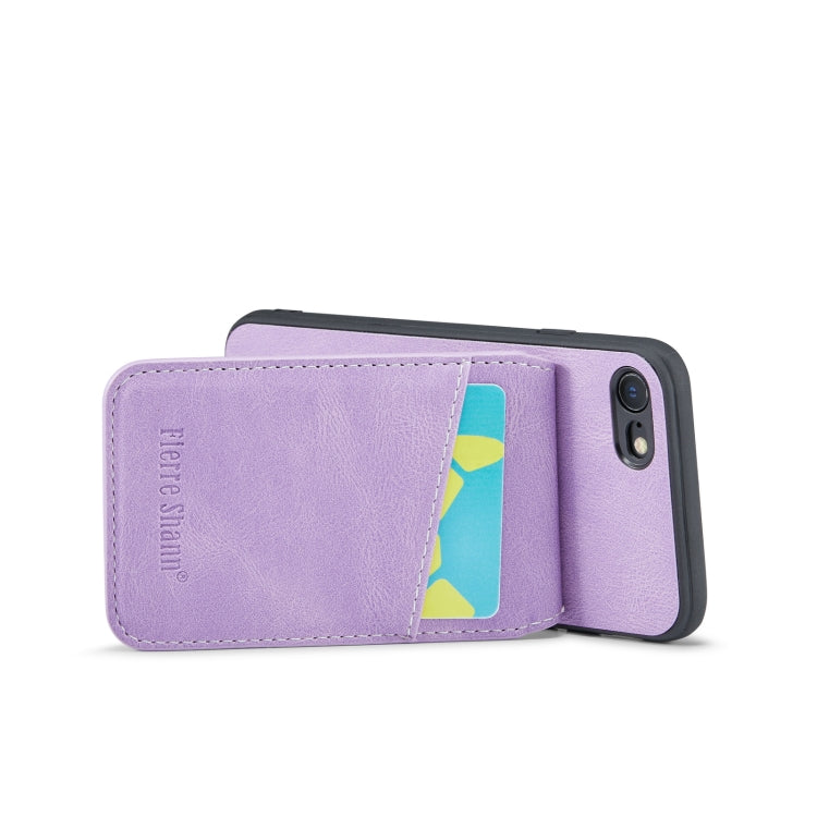 For iPhone SE 2022 / 2020 / 7 / 8 Fierre Shann Crazy Horse Card Holder Back Cover PU Phone Case(Purple) - HoMEdemic™ 