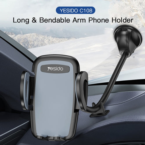 Yesido C108 360 Degree Rotation Car Windshield Suction Cup Phone Holder(Black) - HoMEdemic™ 