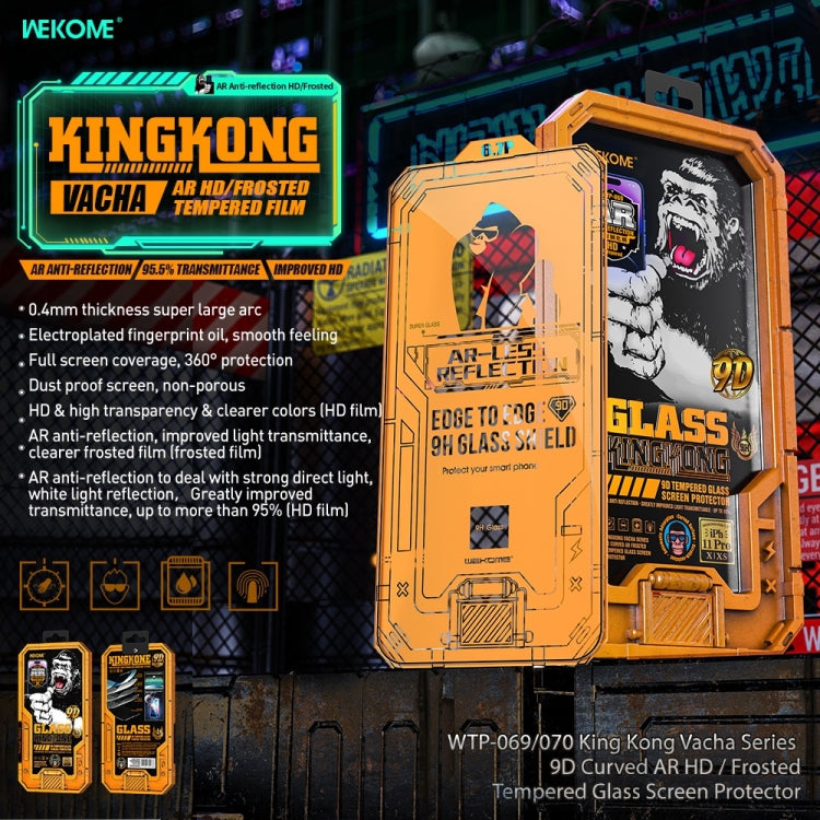 For iPhone 14 Plus WK WTP-070 King Kong Vacha 9D Curved AR Frosted Tempered Glass Film(Black) - HoMEdemic™ 