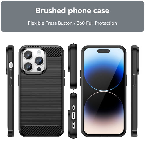 For iPhone 15 Pro Max Brushed Texture Carbon Fiber TPU Phone Case(Black) - HoMEdemic™ 