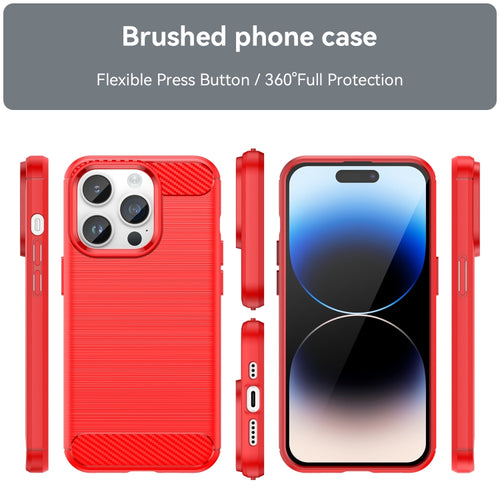 For iPhone 15 Pro Max Brushed Texture Carbon Fiber TPU Phone Case(Red) - HoMEdemic™ 