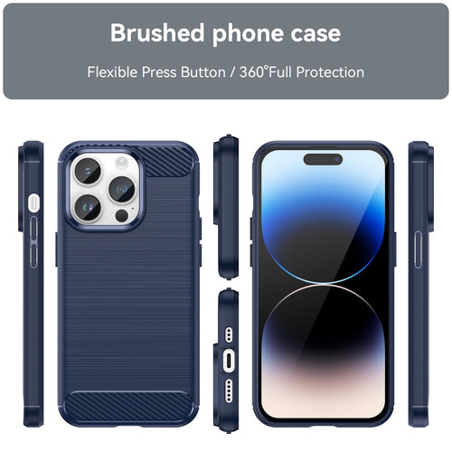 For iPhone 15 Pro Max Brushed Texture Carbon Fiber TPU Phone Case(Blue) - HoMEdemic™ 