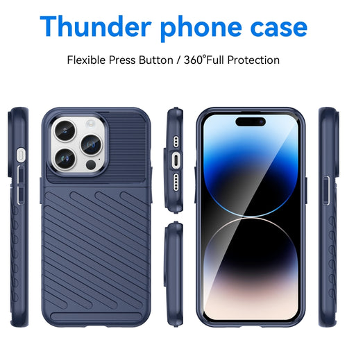 For iPhone 15 Pro Max Thunderbolt Shockproof TPU Phone Case(Blue) - HoMEdemic™ 