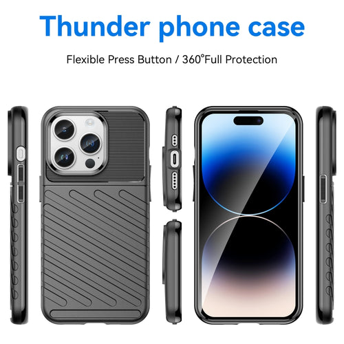 For iPhone 15 Pro Max Thunderbolt Shockproof TPU Phone Case(Black) - HoMEdemic™ 