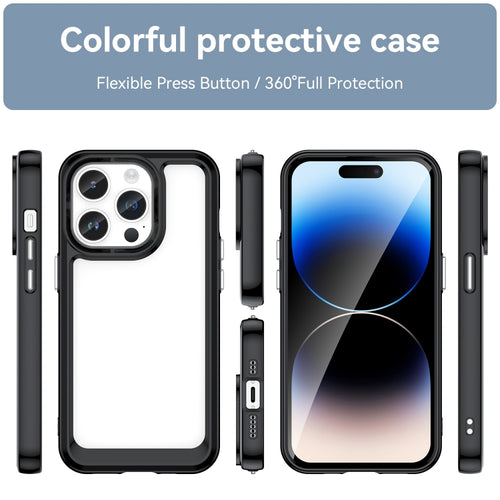 For iPhone 15 Pro Max Colorful Series Acrylic + TPU Phone Case(Black) - HoMEdemic™ 