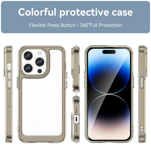 For iPhone 15 Pro Max Colorful Series Acrylic + TPU Phone Case(Transparent Grey) - HoMEdemic™ 